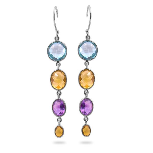 Boucles d'oreilles topaze, citrine, amethyste argent Victoria